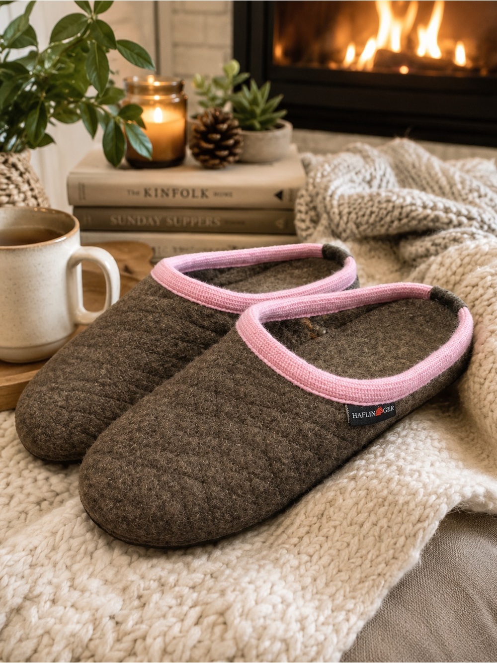 Haflinger Women’s Wool Clogs Slippers EU 40 US 9 Brown Pink Woolmark Comfort